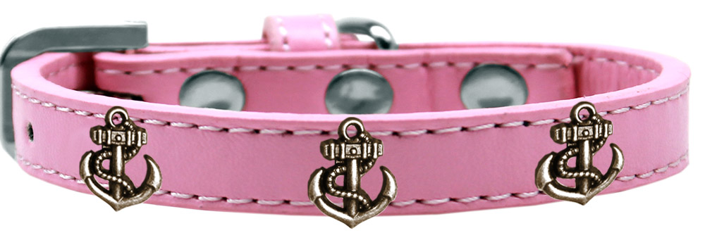 Bronze Anchor Widget Dog Collar Light Pink Size 18
